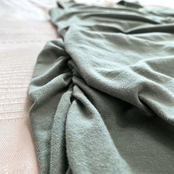 NWT MICHAEL STARS SAGE BASIL BLUE SLEEVELESS CROSSOVER FAUX WRAP MIDI DRESS - XS - Picture 7 of 9